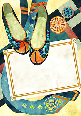 PSD 전통 일러스트 프레임 사람없음 감사카드 초대장 꽃신 조각보 댕기 프레임일러스트 국내일러스트 카드프레임 신발 카드_감사 전통소품 보자기_천 파일형식