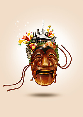 PSD 편집 편집이미지 한식 사람없음 돌하르방 남산타워 국내여행 양반탈 이미지편집 음식 여행 전통탈 남산 파일형식