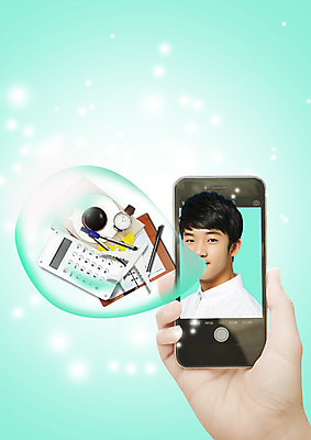 PSD 편집 편집이미지 학생 남자 청소년 한명 스마트폰 쇼핑 펜 다이어리 한국인 계산기 손목시계 컴파스 이미지편집 1 시계 장신구 문구용품 사람 동양인 핸드폰 스마트기기 필기구 사무용품 장비 파일형식