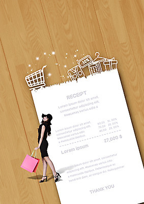 PSD 외국인 편집 편집이미지 여자 한명 성인 쇼핑 쇼핑백 카트 영수증 이미지편집 1 가방 사람 인종 금융 파일형식
