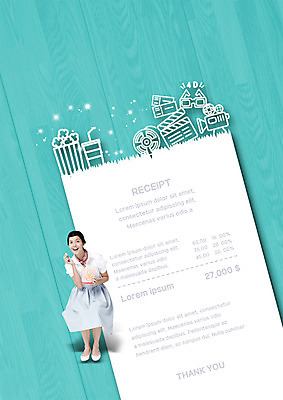 PSD 외국인 편집 편집이미지 여자 한명 성인 쇼핑 클래퍼보드 영화 팝콘 영수증 영상기 이미지편집 1 문화예술 사람 인종 금융 파일형식