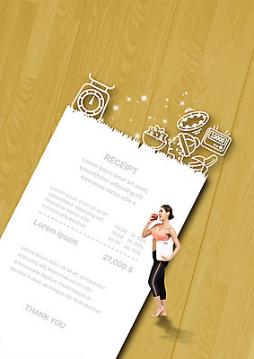 PSD 편집 편집이미지 여자 바나나 저울 한명 성인 쇼핑 한국인 사과 훌라후프 영수증 만보기 이미지편집 1 과일 사람 동양인 금융 파일형식