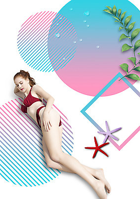 PSD 외국인 편집 편집이미지 여자 불가사리 한명 성인 여름 여름휴가 바캉스 비키니 한국인 풀잎 이미지편집 1 계절 수영복 잎 휴가 극피동물 사람 동양인 인종 풀_식물 파일형식 여름_계절