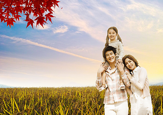 주간 PSD 편집 편집이미지 여자 남자 어린이 단풍 가족 초원 성인 야외 세명 한국인 목말 이미지편집 자연요소 잎 관계 모션 사람 동양인 파일형식