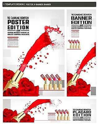 PSD 배너템플릿 가로배너 ZIP 포스터 세로배너 사람없음 세트 화장 뷰티 장미 물감 립스틱 현수막 빨간립스틱 템플릿 배너 꽃 가로 세로 화장품 미술도구 파일형식