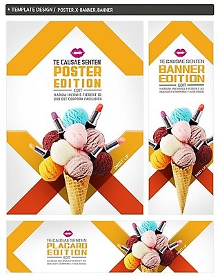 PSD 배너템플릿 가로배너 ZIP 포스터 세로배너 음식 사람없음 세트 화장 뷰티 립스틱 현수막 아이스크림콘 템플릿 배너 가로 세로 화장품 콘 파일형식
