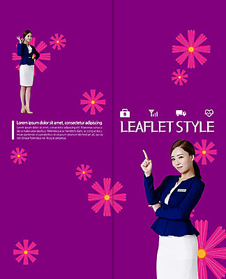 전신 PSD 템플릿 표지디자인 북디자인 출판디자인 여자 표지 리플렛 꽃무늬 2단접지 북커버 비즈니스 팜플렛 상반신 20대 성인 두명 한국인 비즈니스우먼 OK 이미지템플릿 꽃 무늬 사람 동양인 손짓 청년 직장인 파일형식