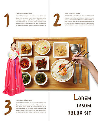PSD 템플릿 접시 표지디자인 북디자인 손 출판디자인 여자 내지 한식 음식 리플렛 2단접지 북커버 젓가락 밥 반찬 쟁반 한명 팜플렛 20대 성인 숟가락 한국인 어묵 한복 백김치 오징어채 이미지템플릿 1 한국전통 식기 김치 수저 사람 동양인 청년 신체부위 전통의상 건어물 파일형식