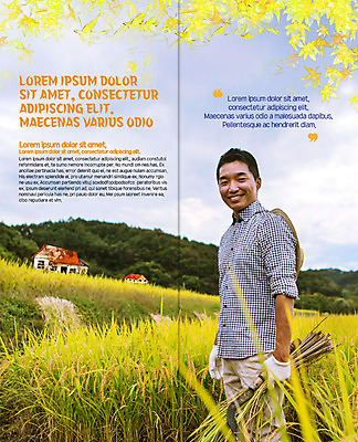 PSD 템플릿 표지디자인 북디자인 출판디자인 남자 내지 리플렛 단풍 2단접지 북커버 논 한명 웃음 팜플렛 성인 30대 농사 한국인 수확 벼 가을 농부 이미지템플릿 직업 1 계절 잎 농업 곡류 표정 사람 동양인 장년 파일형식