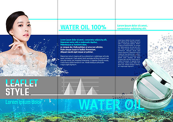 PSD 템플릿 표지디자인 북디자인 출판디자인 여자 내지 리플렛 북커버 3단접지 그래프 한명 팜플렛 상반신 20대 성인 뷰티 화장품 한국인 수분 피부관리 의료성형뷰티 이미지템플릿 1 사람 동양인 청년 파일형식