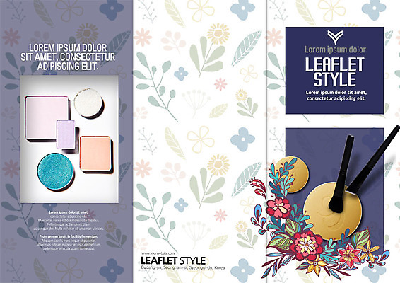 PSD 템플릿 표지디자인 북디자인 출판디자인 표지 꽃 리플렛 북커버 3단접지 팜플렛 사람없음 화장 뷰티 붓 아이섀도 이미지템플릿 식물 화장품 파일형식