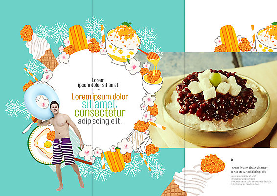 PSD 서양인 템플릿 표지디자인 북디자인 출판디자인 남자 수영복 내지 리플렛 북커버 3단접지 디저트 여름음식 떡 한명 팜플렛 성인 여름 여름휴가 바캉스 튜브 아이스크림콘 팥 팥빙수 제철음식 이미지템플릿 외국인 1 옷 계절 음식 휴가 사람 콘 빙수 제철 파일형식 여름_계절