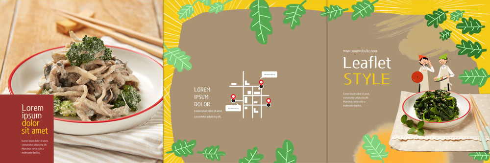 PSD 템플릿 접시 표지디자인 북디자인 출판디자인 여자 표지 한식 음식 리플렛 북커버 3단접지 반찬 요리 팜플렛 두명 약도 버섯볶음 시금치무침 이미지템플릿 식기 지도 사람 볶음 무침 파일형식