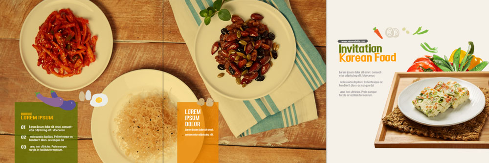 PSD 템플릿 접시 표지디자인 북디자인 출판디자인 표지 한식 음식 리플렛 북커버 3단접지 반찬 팜플렛 사람없음 식탁보 계란말이 도라지나물 오징어채 콩자반 이미지템플릿 식기 계란요리 건어물 파일형식