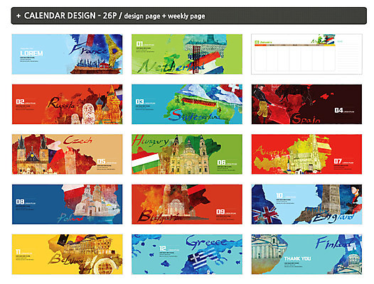 템플릿 ZIP 여행 영국 핀란드 사람없음 프랑스 달력 오스트리아 스페인 국기 스위스 그리스 네덜란드 러시아 벨기에 체코 헝가리 폴란드 랜드마크 불가리아 탁상달력 인디자인 INDD 이미지템플릿 유럽 북유럽 동유럽 서유럽 파일형식 남유럽