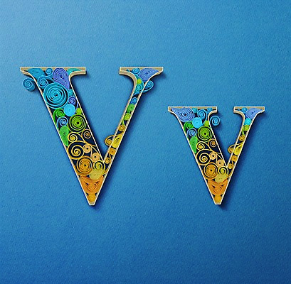 PSD 알파벳 영어 종이 일러스트 대문자 타이포그라피 사람없음 페이퍼아트 질감 V 소문자 국내일러스트 문자 파일형식