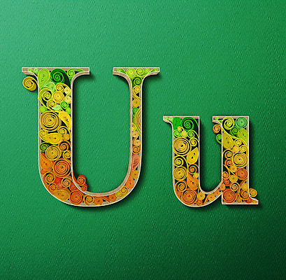 PSD 알파벳 영어 종이 일러스트 대문자 타이포그라피 사람없음 U 페이퍼아트 질감 소문자 국내일러스트 문자 파일형식