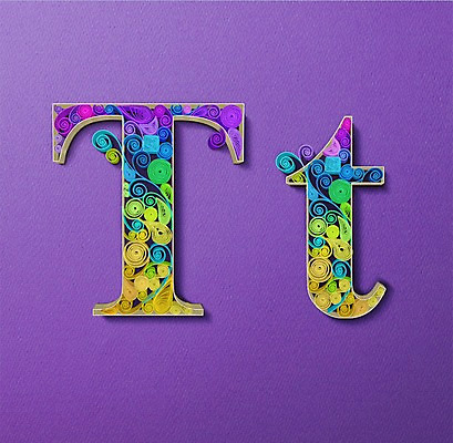 PSD 알파벳 영어 종이 일러스트 대문자 타이포그라피 사람없음 페이퍼아트 질감 소문자 T 국내일러스트 문자 파일형식