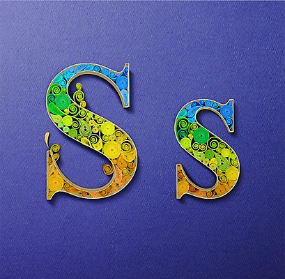 PSD 알파벳 영어 종이 일러스트 대문자 타이포그라피 사람없음 페이퍼아트 질감 소문자 S 국내일러스트 문자 파일형식