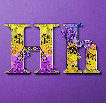 PSD 알파벳 영어 종이 일러스트 대문자 타이포그라피 사람없음 페이퍼아트 질감 소문자 H 국내일러스트 문자 파일형식