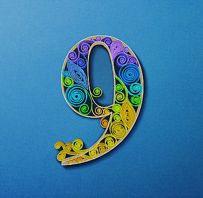 PSD 종이 일러스트 타이포그라피 사람없음 숫자 9 페이퍼아트 질감 국내일러스트 문자 파일형식