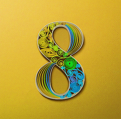 PSD 종이 일러스트 타이포그라피 사람없음 숫자 페이퍼아트 8 질감 국내일러스트 문자 파일형식