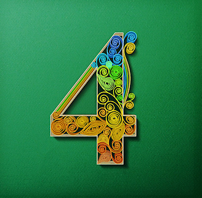 PSD 종이 일러스트 타이포그라피 사람없음 숫자 4 페이퍼아트 질감 국내일러스트 문자 파일형식