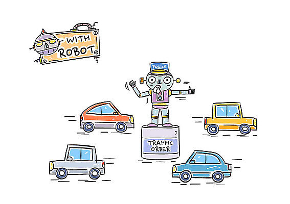 일러스트 자동차 서기 사람없음 호루라기 로봇 교통정리 국내일러스트 AI파일 육상교통 교통 모션 파일형식 벡터