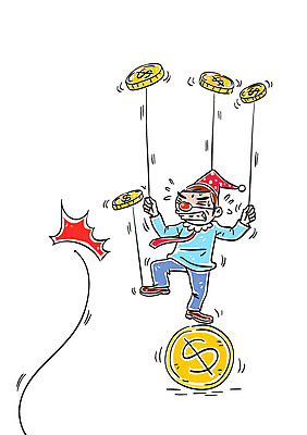 전신 남자 일러스트 한명 서기 성인 동전 서커스 빨간코 삐에로복장 삐에로분장 채찍 국내일러스트 AI파일 1 돈 모션 사람 파일형식 벡터