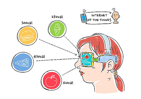 여자 얼굴 일러스트 아이스크림 한명 상반신 성인 햄버거 사과 스마트 칼로리 피자조각 사물인터넷 스마트안경 4차산업 국내일러스트 AI파일 1 산업 안경 조각 컨셉 과일 디저트 피자 패스트푸드 정보기술 사람 신체부위 파일형식 벡터