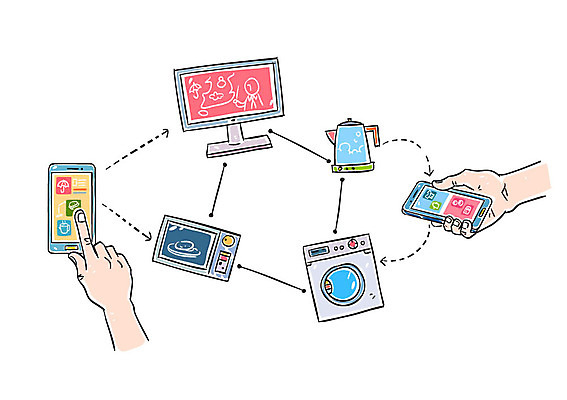 손 일러스트 주전자 신체부위 스마트폰 모니터 전자레인지 스마트 세탁기 원격조절장치 사물인터넷 4차산업 국내일러스트 AI파일 산업 컨셉 주방용품 정보기술 사람 핸드폰 스마트기기 컴퓨터 장비 가전제품 레인지 파일형식 벡터