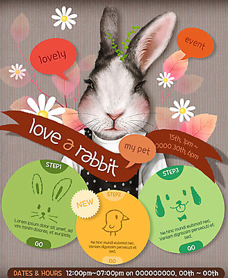 PSD 템플릿 꽃 반려견 웹템플릿 이벤트페이지 병아리 이벤트 사람없음 반려동물 토끼 강아지 반려 이미지템플릿 식물 동물 포유류 조류 개 페이지 파일형식