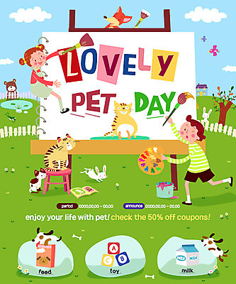 PSD 템플릿 여자 남자 반려견 어린이 웹템플릿 이벤트페이지 이벤트 두명 반려동물 고양이 우유 토끼 붓 그리기 팔레트 강아지 이젤 페인트통 여우 반려 이미지템플릿 동물 포유류 모션 유제품 통 사람 페인트 미술도구 개 페이지 파일형식
