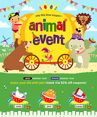 PSD 동물 템플릿 남자 반려견 어린이 웹템플릿 곰 왕관 코끼리 이벤트페이지 한명 이벤트 반려동물 확성기 풍차 야구글러브 강아지 볼링핀 사자 마차 바이킹 반려 이미지템플릿 1 교통수단 포유류 사람 글러브 개 볼링용품 페이지 파일형식