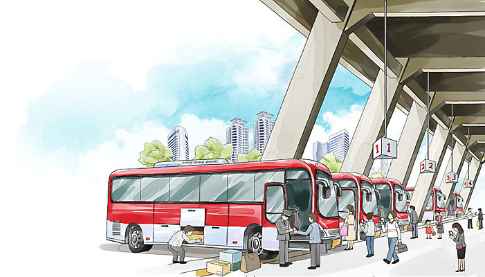 주간 PSD 여자 남자 어린이 교통수단 백그라운드 교통 일러스트 수채화 버스 여러명 성인 야외 여행객 고속버스터미널 박스포장 버스터미널 국내일러스트 자연요소 육상교통 다수 포장 대중교통 사람 터미널 파일형식