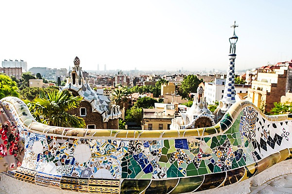 포토 자연요소 해외 계절 공원 건축 유럽 나라 풍경 스페인 바르셀로나 파일형식 사람없음 주간 야외 해외풍경 JPG 여름 여행 건축물 가우디 구엘공원 카탈루냐 국내포토