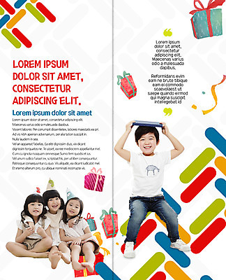 PSD 템플릿 표지디자인 북디자인 출판디자인 여자 교육 남자 어린이 리플렛 2단접지 북커버 웃음 앉기 소녀 소년 팜플렛 여러명 책 선물상자 고깔모자 한국인 머리위 이미지템플릿 모자_잡화 다수 모션 표정 선물 사람 동양인 상자 파일형식