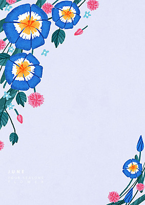 PSD 식물 꽃 백그라운드 일러스트 나뭇잎 사람없음 여름 달력 6월 팬지 국내일러스트 계절 잎 날짜 파일형식