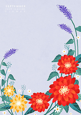 PSD 식물 꽃 백그라운드 일러스트 나뭇잎 사람없음 달력 가을 9월 백일홍 가을배경 국내일러스트 계절 잎 날짜 파일형식 가을_계절