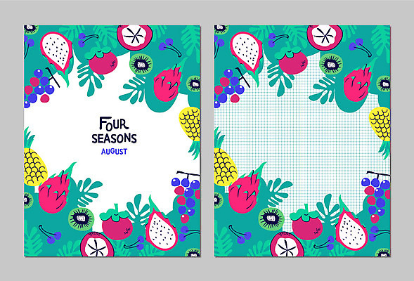 식물 사계절 계절 꽃 백그라운드 잎 일러스트 포도 키위 사람없음 여름 달력 풀잎 파인애플 블루베리 8월 용과 모눈종이 망고스틴 자연물 국내일러스트 AI파일 종이 과일 자연 풀_식물 날짜 열대과일 파일형식 벡터
