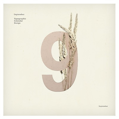 PSD 사계절 백그라운드 일러스트 타이포그라피 사람없음 숫자 달력 9 9월 보리 국내일러스트 문자 계절 곡류 날짜 파일형식