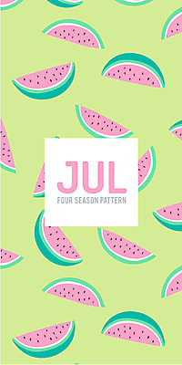 사계절 백그라운드 패턴 일러스트 여름음식 수박 사람없음 여름 패턴백그라운드 달력 파스텔 7월 제철음식 제철과일 국내일러스트 AI파일 계절 음식 무늬 과일 학용품 날짜 제철 파일형식 벡터 여름_계절