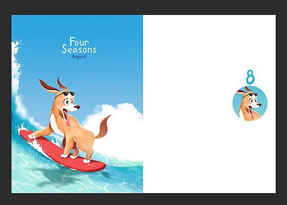 PSD 동물 사계절 파도 바다 백그라운드 일러스트 사람없음 여름 선글라스 달력 서핑 강아지 8월 국내일러스트 계절 안경 반려동물 수상스포츠 날짜 개 파일형식