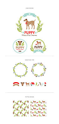 리본 백그라운드 패턴 일러스트 나뭇잎 프레임 사람없음 세트 라벨 강아지 심볼 개집 웹엘리먼트 국내일러스트 AI파일 잎 무늬 반려동물 개 애견용품 엘리먼트 파일형식 벡터