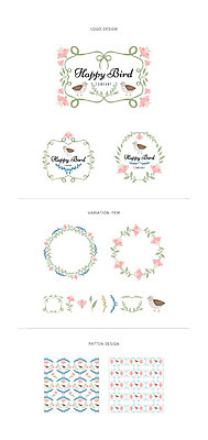 리본 백그라운드 패턴 일러스트 조류 나뭇잎 프레임 사람없음 세트 라벨 심볼 웹엘리먼트 국내일러스트 AI파일 동물 잎 무늬 엘리먼트 파일형식 벡터