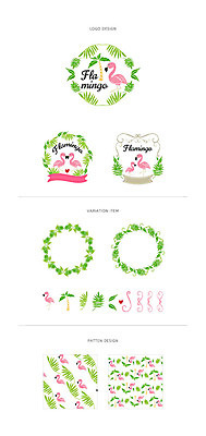 리본 백그라운드 패턴 일러스트 나뭇잎 프레임 사람없음 세트 야자수 라벨 플라밍고 심볼 웹엘리먼트 트로피컬아트 국내일러스트 AI파일 나무 잎 무늬 조류 그림 엘리먼트 파일형식 벡터