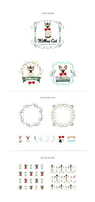 모자 리본 백그라운드 패턴 일러스트 나비넥타이 나뭇잎 프레임 사람없음 세트 라벨 고양이 심볼 웹엘리먼트 국내일러스트 AI파일 잡화 잎 무늬 포유류 넥타이 반려동물 엘리먼트 파일형식 벡터
