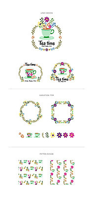 꽃 리본 백그라운드 패턴 일러스트 티타임 나뭇잎 프레임 사람없음 세트 라벨 찻잔 각설탕 심볼 홍차 웹엘리먼트 국내일러스트 AI파일 식물 잎 무늬 휴식 잔 차_음료 설탕 엘리먼트 파일형식 벡터