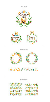 리본 백그라운드 패턴 오렌지 일러스트 나뭇잎 프레임 사람없음 세트 라벨 심볼 여우 웹엘리먼트 국내일러스트 AI파일 잎 무늬 과일 포유류 엘리먼트 파일형식 벡터