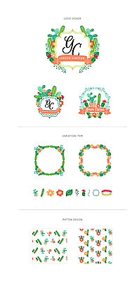 리본 화분 백그라운드 패턴 일러스트 나뭇잎 선인장 프레임 사람없음 세트 라벨 심볼 다육식물 웹엘리먼트 국내일러스트 AI파일 식물 잎 무늬 엘리먼트 파일형식 벡터